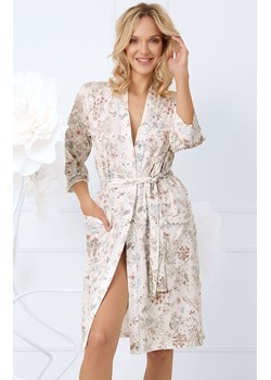 Bawełniany szlafrok damski z 3/4 rękawem Solita, Kolor ecru-wzór, Rozmiar S, Italian Fashion ze sklepu Intymna w kategorii Szlafroki damskie - zdjęcie 184129720