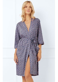 Szlafrok damski w serca z 3/4 rękawem Tiana, Kolor jeansowy-róż, Rozmiar S, Italian Fashion ze sklepu Intymna w kategorii Szlafroki damskie - zdjęcie 184129893