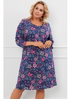 Bawełniana koszula nocna damska z 3/4 rękaw Topana, Kolor granatowo-różowy, Rozmiar M, Italian Fashion ze sklepu Intymna w kategorii Koszule nocne - zdjęcie 184129913