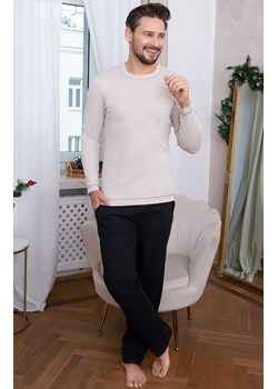 Piżama męska z długim rękawem i długą nogawką Zermat, Kolor beżowo-czarny, Rozmiar S, Italian Fashion ze sklepu Intymna w kategorii Piżamy męskie - zdjęcie 184130034