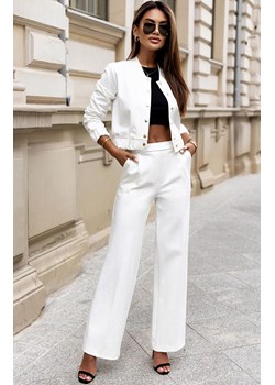 Spodnie śmietankowe z prostymi nogawkami w kant Jinny T30, Kolor śmietankowy, Rozmiar XS/S, Ivon ze sklepu Intymna w kategorii Spodnie damskie - zdjęcie 184130313