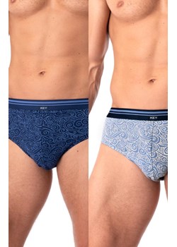2-pack bawełniane slipy męskie w morskie fale MPP 748, Kolor niebieski-wzór, Rozmiar M, Key ze sklepu Intymna w kategorii Majtki męskie - zdjęcie 184131342