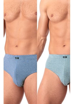 2-pack slipy męskie bawełniane w drobne paski MPP 073, Kolor błękitno-granatowy, Rozmiar M, Key ze sklepu Intymna w kategorii Majtki męskie - zdjęcie 184131373