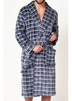 Key elegancki szlafrok męski w kratę MGL 432, Kolor granatowy-wzór, Rozmiar M/L, Key ze sklepu Intymna w kategorii Szlafroki męskie - zdjęcie 184131720
