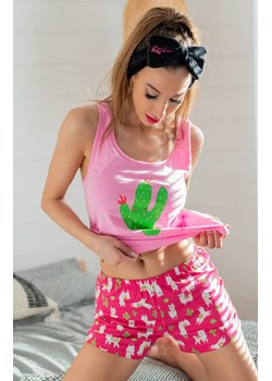 Piżama damska krótkie spodenki i koszulka na ramiączkach Embrasse 0404, Kolor różowy, Rozmiar L/XL, LivCo Corsetti Fashion ze sklepu Intymna w kategorii Piżamy damskie - zdjęcie 184133531