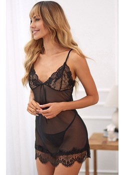 Czarna koszulka damska i stringi Luise, Kolor czarny, Rozmiar S, LivCo Corsetti Fashion ze sklepu Intymna w kategorii Koszule nocne - zdjęcie 184133644