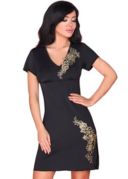 Czarna koszula nocna z krótkim rękawen Medea LC 90351, Kolor czarny, Rozmiar S/M, LivCo Corsetti Fashion ze sklepu Intymna w kategorii Koszule nocne - zdjęcie 184133681