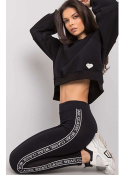 Legginsy damskie z lampasem RV-LG-7375.74, Kolor czarny, Rozmiar S, Rue Paris ze sklepu Intymna w kategorii Spodnie damskie - zdjęcie 184137543