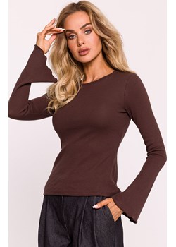 Bluzka damska z długimi poszerzonymi rękawami brązowa M806, Kolor brązowy, Rozmiar 2XL/3XL, MOE ze sklepu Intymna w kategorii Bluzki damskie - zdjęcie 184138313