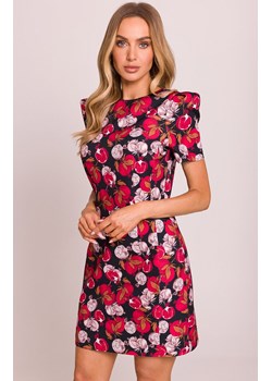 Moe wzorzysta sukienka mini z ozdobnymi rękawami M856/3, Kolor multicolour, Rozmiar L, MOE ze sklepu Intymna w kategorii Sukienki - zdjęcie 184138872