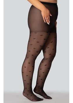 Rajstopy damskie w serduszka plus size Queen of hearts 30 DEN, Kolor czarny (onyx), Rozmiar 5, Mona Queen Size ze sklepu Intymna w kategorii Rajstopy - zdjęcie 184139423