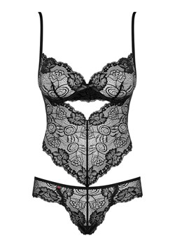 Obsessive czarne koronkowe body damskie z fiszbinami Alluria, Kolor czarny, Rozmiar S/M, Obsessive ze sklepu Intymna w kategorii Body damskie - zdjęcie 184141224