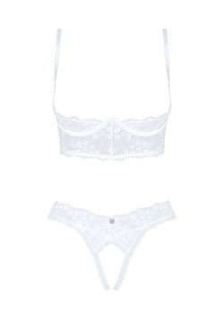 Obsessive biały koronkowy komplet otwarty Heavenlly, Kolor biały, Rozmiar XL/XXL, Obsessive ze sklepu Intymna w kategorii Komplety bielizny damskiej - zdjęcie 184141843