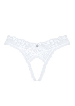 Obsessive białe koronkowe stringi z otwartym krokiem Heavenlly, Kolor biały, Rozmiar XS/S, Obsessive ze sklepu Intymna w kategorii Majtki damskie - zdjęcie 184141853