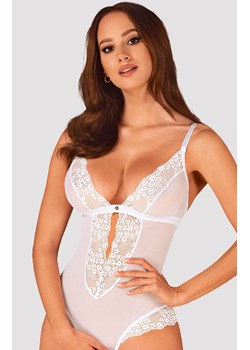 Obsessive białe koronkowe body z otwartym krokiem Heavenlly, Kolor biały, Rozmiar XS/S, Obsessive ze sklepu Intymna w kategorii Body damskie - zdjęcie 184141861