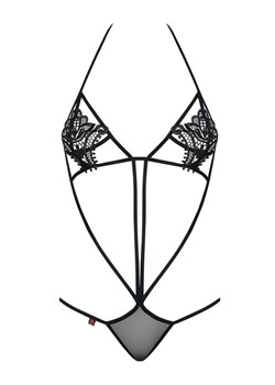 Obsessive czarne body damskie ze sznureczków i koronki Luiza teddy black, Kolor czarny, Rozmiar S/M, Obsessive ze sklepu Intymna w kategorii Body damskie - zdjęcie 184142103