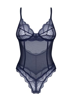 Exquisite otwarte body damskie MP Blue by Obsessive, Kolor granatowy, Rozmiar XS/S, Exquisite ze sklepu Intymna w kategorii Body damskie - zdjęcie 184142312