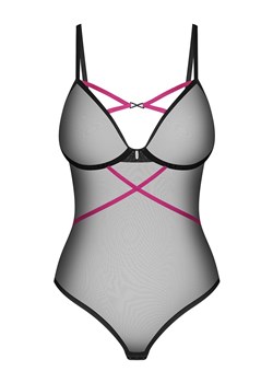 Obsessive transparentne body z paskami Novenes, Kolor czarny, Rozmiar XS/S, Obsessive ze sklepu Intymna w kategorii Body damskie - zdjęcie 184142382