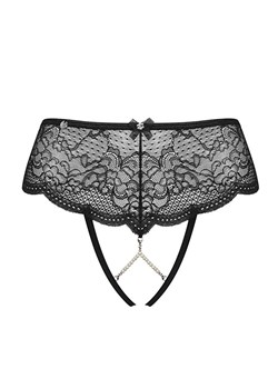 Obsessive Pearlove figi-stringi otwarte, Kolor czarny, Rozmiar XS/S, Obsessive ze sklepu Intymna w kategorii Majtki damskie - zdjęcie 184142522