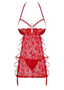 Obsessive Rediosa koszulka z otwartymi miseczkami i stringi, Kolor czerwony, Rozmiar S/M, Obsessive ze sklepu Intymna w kategorii Koszule nocne - zdjęcie 184142580