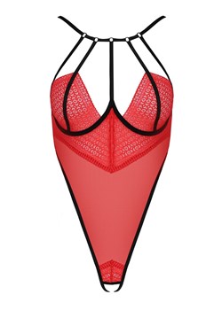 Czerwone body otwarty krok Akita, Kolor czerwony, Rozmiar S/M, Passion ze sklepu Intymna w kategorii Body damskie - zdjęcie 184143584