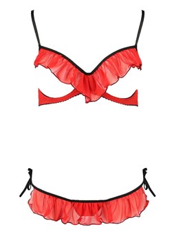 Czerwony komplet peek-a-boo Cherry, Kolor red, Rozmiar S/M, Passion ze sklepu Intymna w kategorii Komplety bielizny damskiej - zdjęcie 184143670