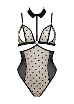Passion body damskie beżowo-czarne Dominica, Kolor beżowo-czarny, Rozmiar S/M, Passion ze sklepu Intymna w kategorii Body damskie - zdjęcie 184143753