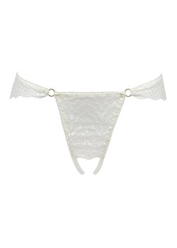 Passion stringi koronkowe otwarte białe LYRIA, Kolor biały, Rozmiar 2XL/3XL, Passion ze sklepu Intymna w kategorii Majtki damskie - zdjęcie 184143964