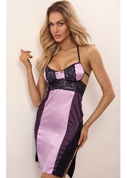 Satynowa koszulka nocna i stringi Yasti LC 13431, Kolor fioletowo-czarny, Rozmiar L, LivCo Corsetti Fashion ze sklepu Intymna w kategorii Koszule nocne - zdjęcie 184148330