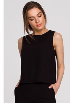 Elegancka krótka bluzka damska bez rękawów czarna S257, Kolor czarny, Rozmiar L, Stylove ze sklepu Intymna w kategorii Bluzki damskie - zdjęcie 184149291
