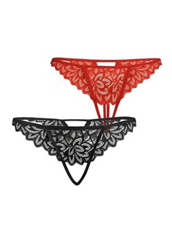 2-pack koronkowe stringi otwartym krokiem Losi 3112, Kolor czarno-czerwony, Rozmiar L/XL, Teyli ze sklepu Intymna w kategorii Majtki damskie - zdjęcie 184150084