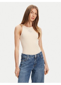 Guess Top W5GP57 KCV52 Beżowy Regular Fit ze sklepu MODIVO w kategorii Bluzki damskie - zdjęcie 184155412