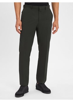BOSS Spodnie - Leon Mężczyźni Regular Fit wełna ze strzyży oliwkowy w kratkę ze sklepu vangraaf w kategorii Spodnie męskie - zdjęcie 184156411