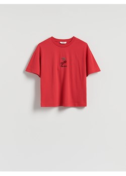 Reserved - T-shirt z aplikacją - czerwony ze sklepu Reserved w kategorii Bluzki damskie - zdjęcie 184157422