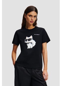 KARL LAGERFELD Czarny t-shirt damski Ikon Aquarelle K, Rozmiar XS ze sklepu outfit.pl w kategorii Bluzki damskie - zdjęcie 184157480