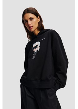 KARL LAGERFELD Czarna damska bluza z kapturem Ikon Aquarelle K, Rozmiar XS ze sklepu outfit.pl w kategorii Bluzy damskie - zdjęcie 184161074