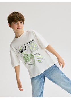 Reserved - Bawełniany t-shirt Xbox - złamana biel ze sklepu Reserved w kategorii T-shirty chłopięce - zdjęcie 184161881