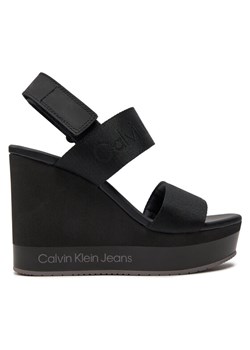 Sandały Calvin Klein Jeans Wedge Sandal Webbing In Mr YW0YW01360 Czarny ze sklepu eobuwie.pl w kategorii Sandały damskie - zdjęcie 184162522