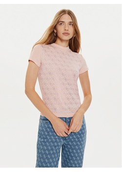 Guess T-Shirt W4BI26 J1314 Różowy Slim Fit - id: 0000304253416 - marki Guess - 184162893 Guess T-Shirt W4BI26 J1314 Różowy Slim Fit ze sklepu MODIVO w kategorii Bluzki damskie - zdjęcie 184162893