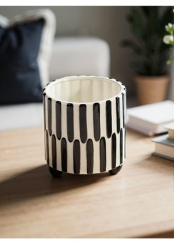 Sinsay - Doniczka ceramiczna w paski - czarny ze sklepu Sinsay w kategorii Doniczki i osłonki - zdjęcie 184164504