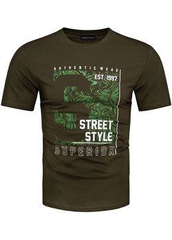 Bawełniana koszulka męska zielona z nadrukiem Recea ze sklepu Recea.pl w kategorii T-shirty męskie - zdjęcie 184168204