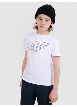 Chłopięcy t-shirt z nadrukiem 4F 4FJWSS25TTSHM2179 - biały ze sklepu Sportstylestory.com w kategorii T-shirty chłopięce - zdjęcie 184169301