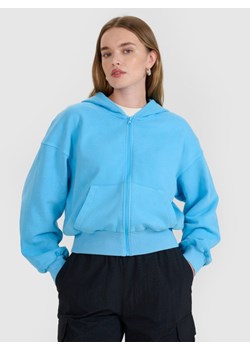 Damska bluza dresowa rozpinana z kapturem 4F 4FRSS25TSWSF2195 - niebieska ze sklepu Sportstylestory.com w kategorii Bluzy damskie - zdjęcie 184169400