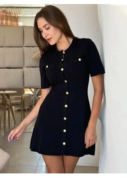 Elegancka dzianinowa sukienka mini - Czarny S ze sklepu Intimica.pl w kategorii Sukienki - zdjęcie 184169562