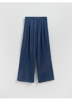 Reserved - Jeansy wide leg z lyocellu - granatowy ze sklepu Reserved w kategorii Jeansy damskie - zdjęcie 184182690