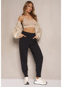 Czarne Spodnie High Waist z Gumką w Talii Teniela ze sklepu renee.pl w kategorii Spodnie damskie - zdjęcie 184184323