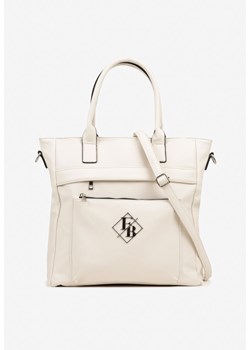 Beżowa Torebka Shopperka z Metaliczną Aplikacją i Dodatkowym Paskiem na Ramię Idalenna ze sklepu born2be.pl w kategorii Torby Shopper bag - zdjęcie 184184532