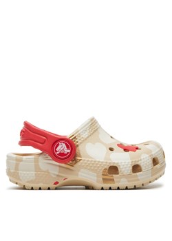 Klapki Crocs Classic Heart Print Clog T 206832 Beżowy ze sklepu eobuwie.pl w kategorii Klapki dziecięce - zdjęcie 184184583