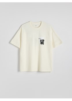 Reserved - T-shirt oversize z aplikacją - złamana biel ze sklepu Reserved w kategorii T-shirty męskie - zdjęcie 184185221