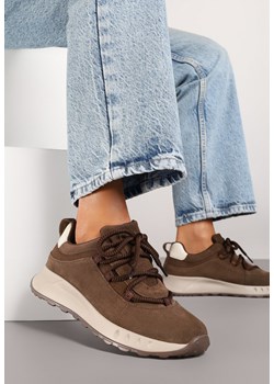 Brązowe Zamszowe Sneakersy z Wkładką ze Skóry Naturalnej Dolavienne ze sklepu renee.pl w kategorii Buty sportowe damskie - zdjęcie 184185654